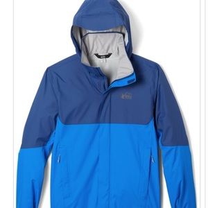 Mens REI Rainier Rain Jacket blue XL